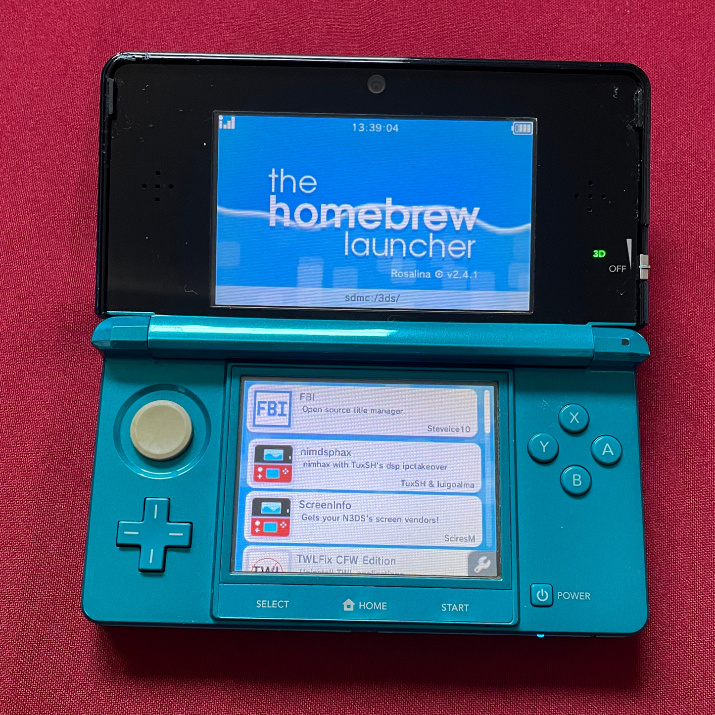Nintendo 3DS Aqua Blue s CFW