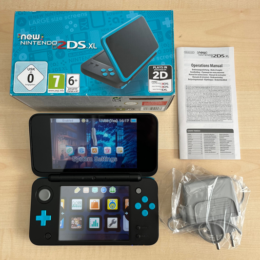 New Nintendo 2DS XL Black & Turquoise kompletní balení