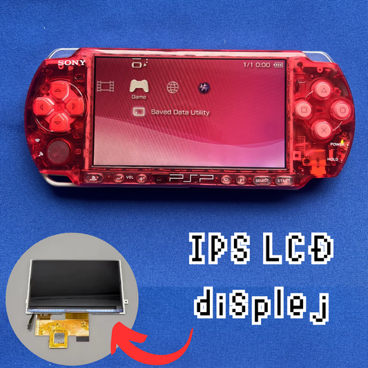Sony PSP 3000 Transparent Red s IPS LCD displejem