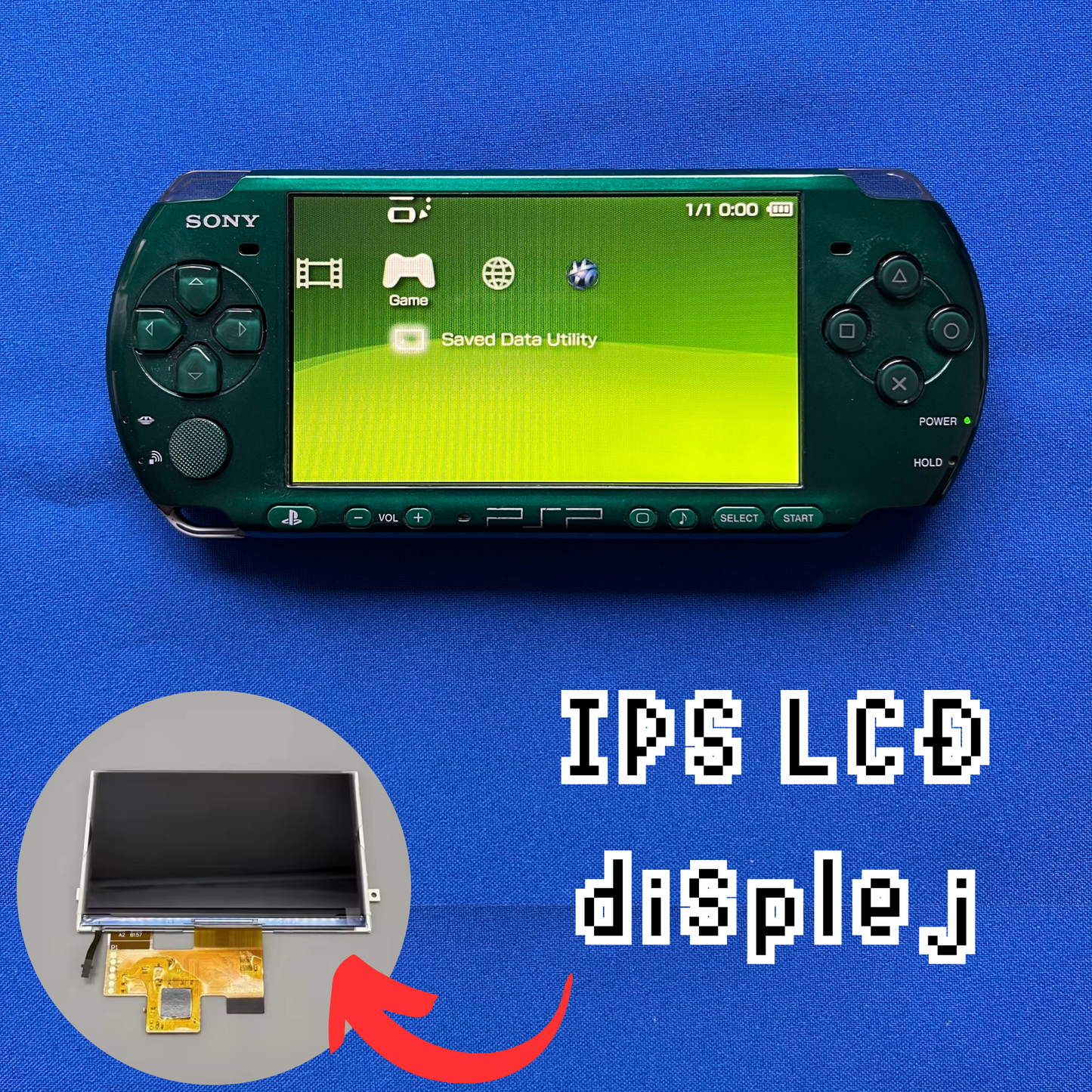 Sony PSP 3000 Spirited Green s IPS LCD displejem